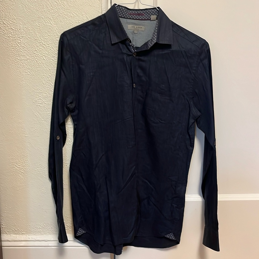 Ted Baker Navy Linen Button Down - image 1